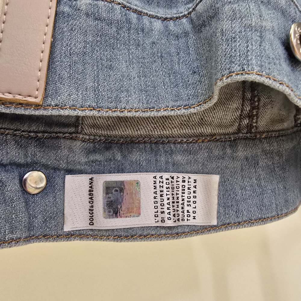 D&G Women's Light Blue Denim Jacket Dolce Gabbana Large Hearts 10 Y2K - Picture 6 of 16